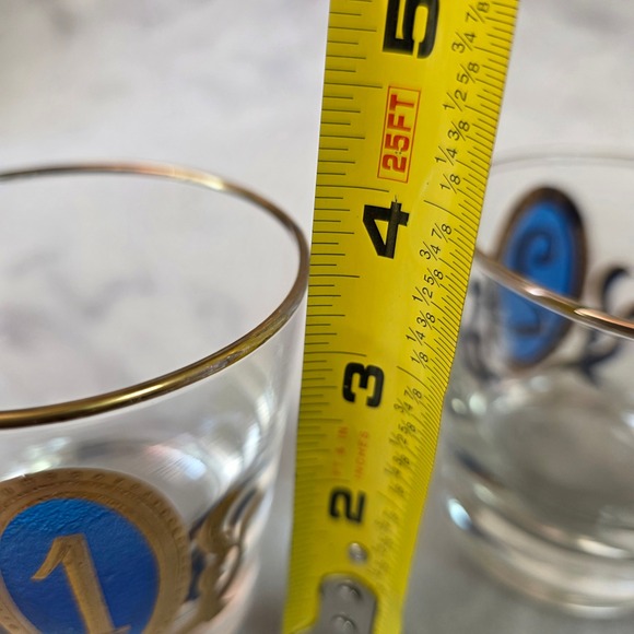 Vintage Libbey Gold Olympic Medallion Numbered Lowball Glasses - Set of 6 - Picture 15 of 15